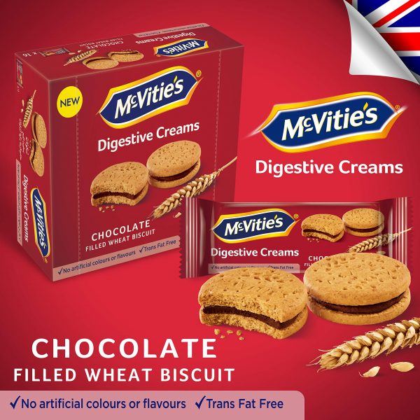 MCVITES DIGESTIVE CREAMS CHOCOLATEبسكويت دايجستيف محشي بالكريمه الشكولاته 40 جرام