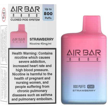 AIR BAR STRAWBERRY  20 MG 800 PUFFS سجائر الكترونية اير بار  بنكهه الفراولة