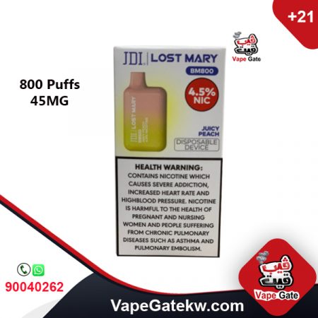 JDI LOST MARY BM800 JUICY PEACH 4.5% جي دي اي لوست ماري 800 سحبه نكهه الخوخ