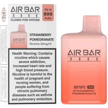 AIR BAR STRAWBERRY POMEGRANATE 20 MG 800 PUFFS سجائر الكترونية اير بار  بنكهه الفراولة مع رمان