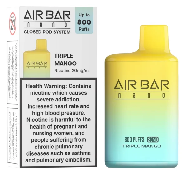 AIR BAR TRIPLE MANGO 20 MG 800 PUFFS سجائر الكترونية اير بار  بنكهه تربل مانجا