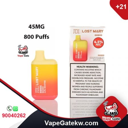 JDI LOST MARY MANGO 800 BM4.5% لوست ماري 800 مزه نيكويتن 4.5% بنكهة مانجو