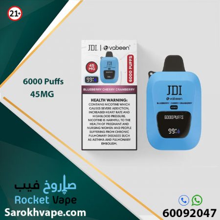 JDI VABEEN 6000 PUFFS 4.5%NICOTINE FLAVOR BLUEBERRY CHERRY سجائر الكترونية جي دي اي فابين 6000 سحبة نوكوتين 4.5 % بنكهة التوت البرى والكرز