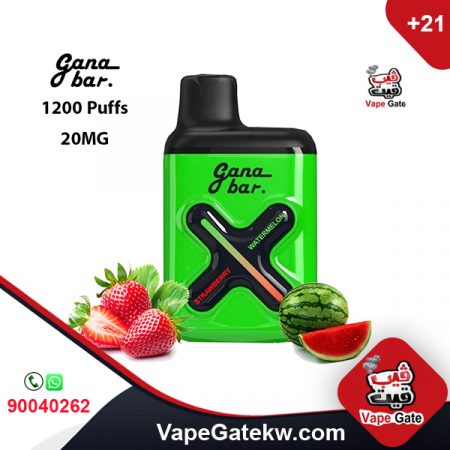 GANA  BAR STRAWBERRY WATERMELON 20% G1200 جانا بار ستروبري بطيخ  20 نيكوتين 1200 سحبة