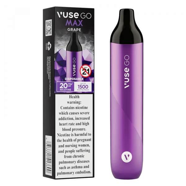 VUSE GO MAX GRAPE 20%1500 PUFFS فيوز جو ماكس عنب 20% 1500 نفخة