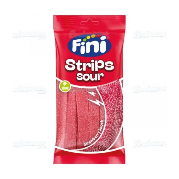 FINI STRIPS SOUR STRAWBERRY SHOCK  G100 حلوى حزام  النكهه الفراوله