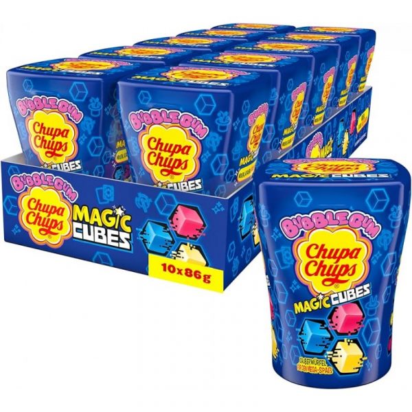 BUBBLE GUM CHUPA CHUPS MAGIC CUBES 86G علك تشوبا تشويس ماجيك كيوبس